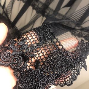 Women’s Floral Lace Abaya Scarf Dupatta. Black,NEW